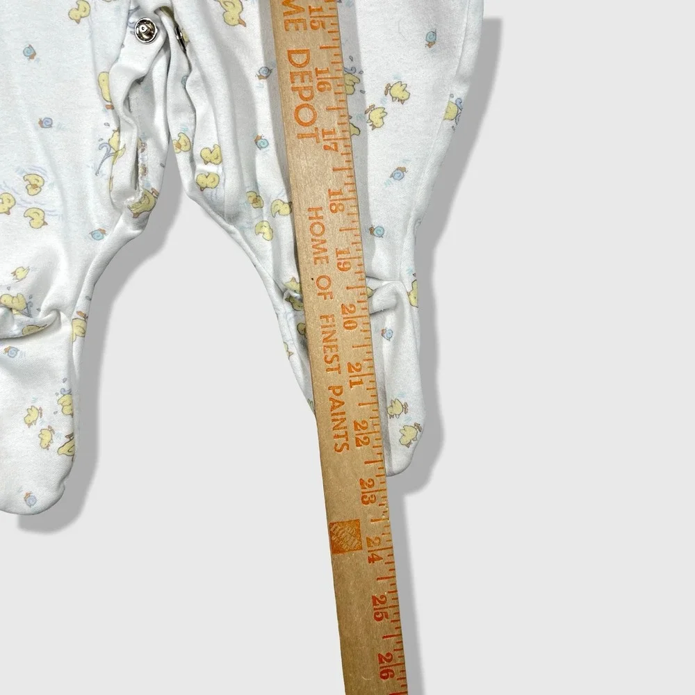 Carter's Footed Sleeper Baby 3-6M‎ White Yellow Duck Print Vintage Aesthetic